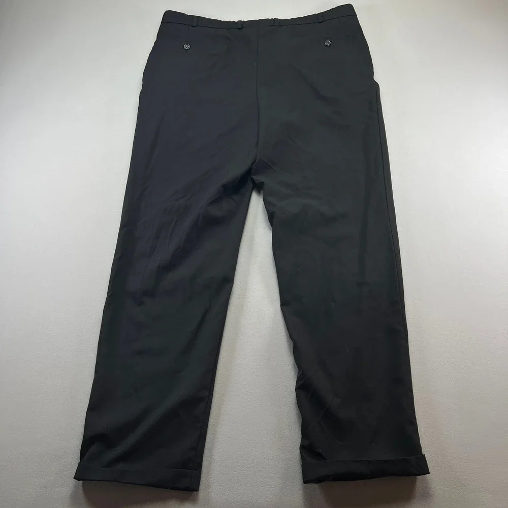 Widax Dress Pants Mens 27 Black Wool Pleated Straight Leg Formal Office Wear